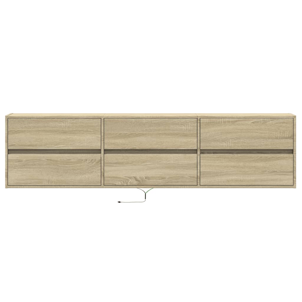 vidaXL TV Wall Cabinet with LED Sonoma Oak 180x31x45 cm
