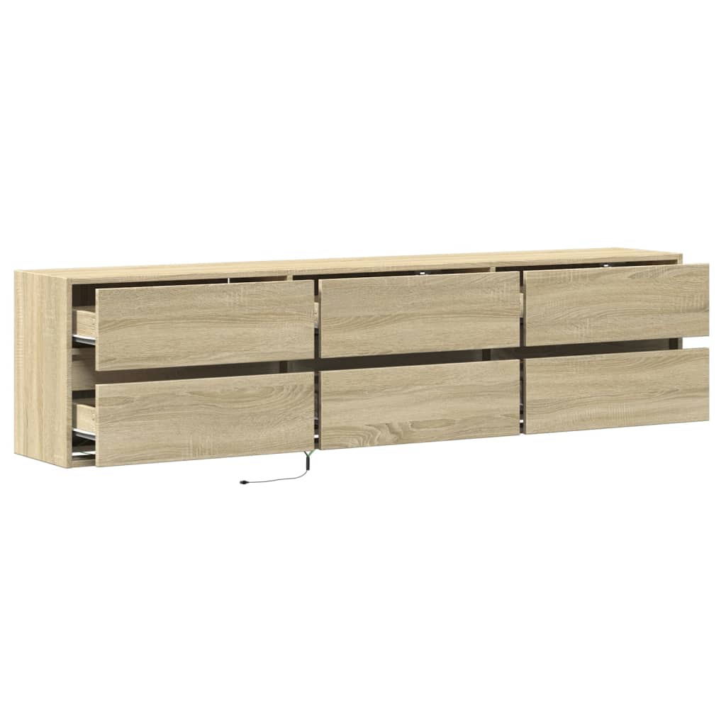 vidaXL TV Wall Cabinet with LED Sonoma Oak 180x31x45 cm