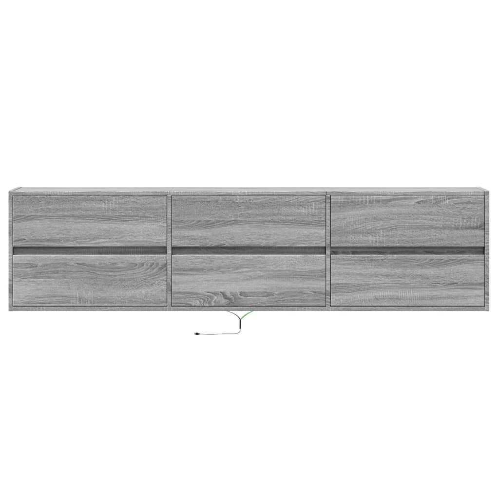 vidaXL TV Wall Cabinet with LED Grey Sonoma 180x31x45 cm