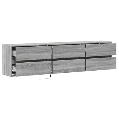 vidaXL TV Wall Cabinet with LED Grey Sonoma 180x31x45 cm