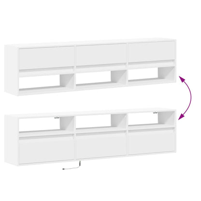 vidaXL TV Wall Cabinet with LED White 180x31x45 cm