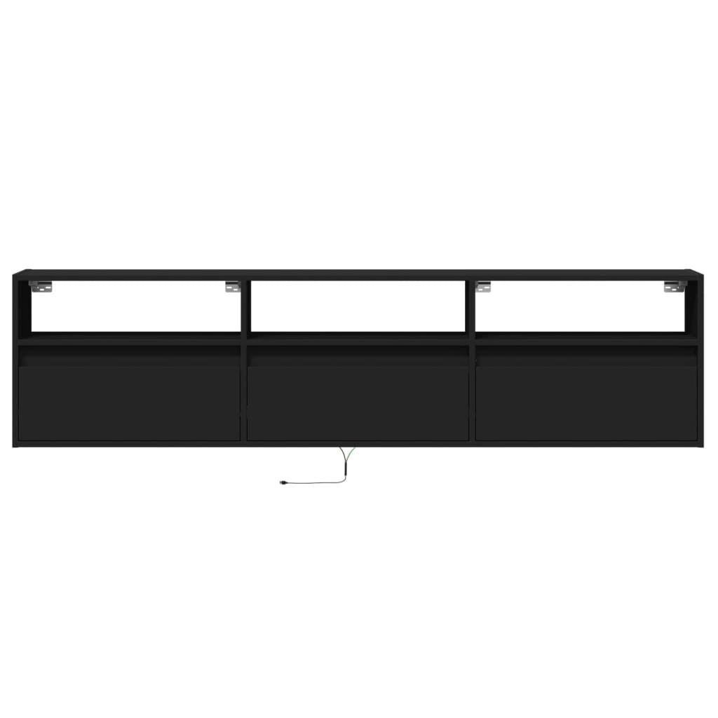 vidaXL TV Wall Cabinet with LED Black 180x31x45 cm