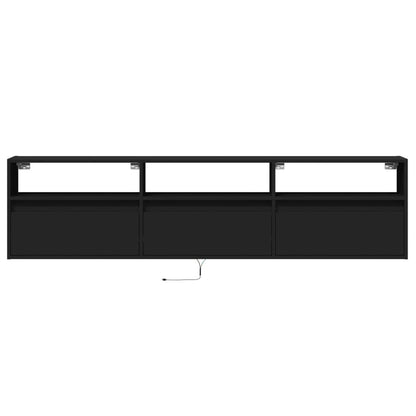 vidaXL TV Wall Cabinet with LED Black 180x31x45 cm