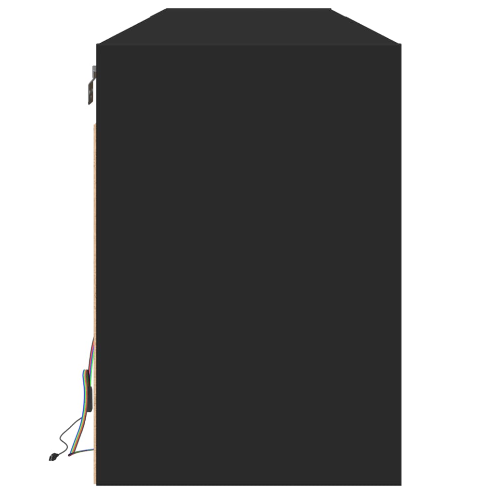 vidaXL TV Wall Cabinet with LED Black 180x31x45 cm