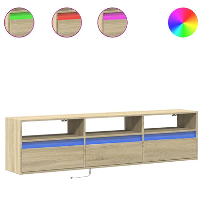 vidaXL TV Wall Cabinet with LED Sonoma Oak 180x31x45 cm