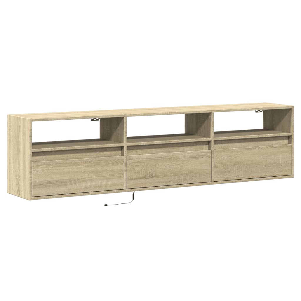 vidaXL TV Wall Cabinet with LED Sonoma Oak 180x31x45 cm