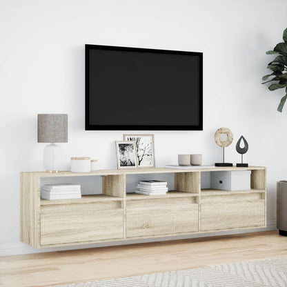 vidaXL TV Wall Cabinet with LED Sonoma Oak 180x31x45 cm