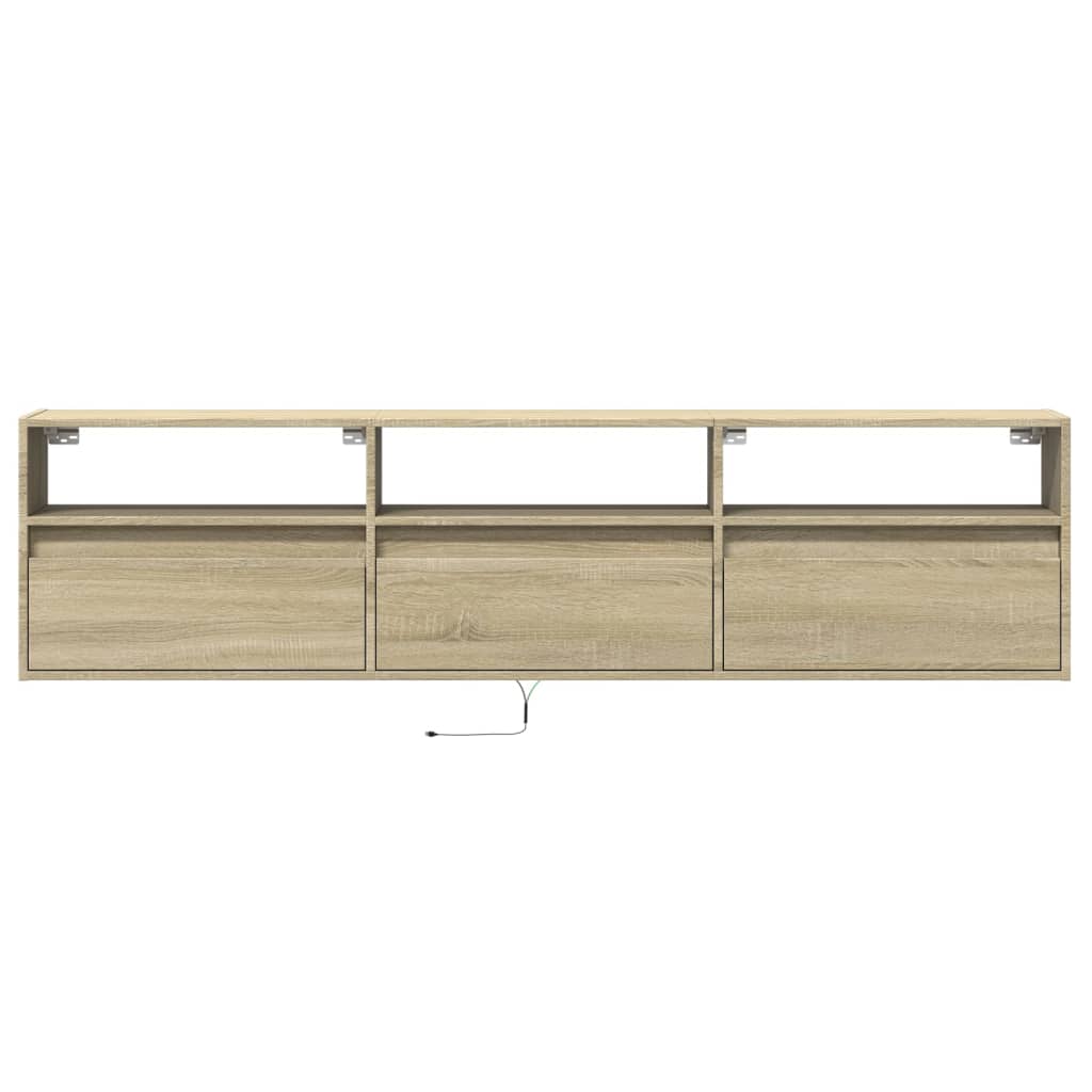 vidaXL TV Wall Cabinet with LED Sonoma Oak 180x31x45 cm