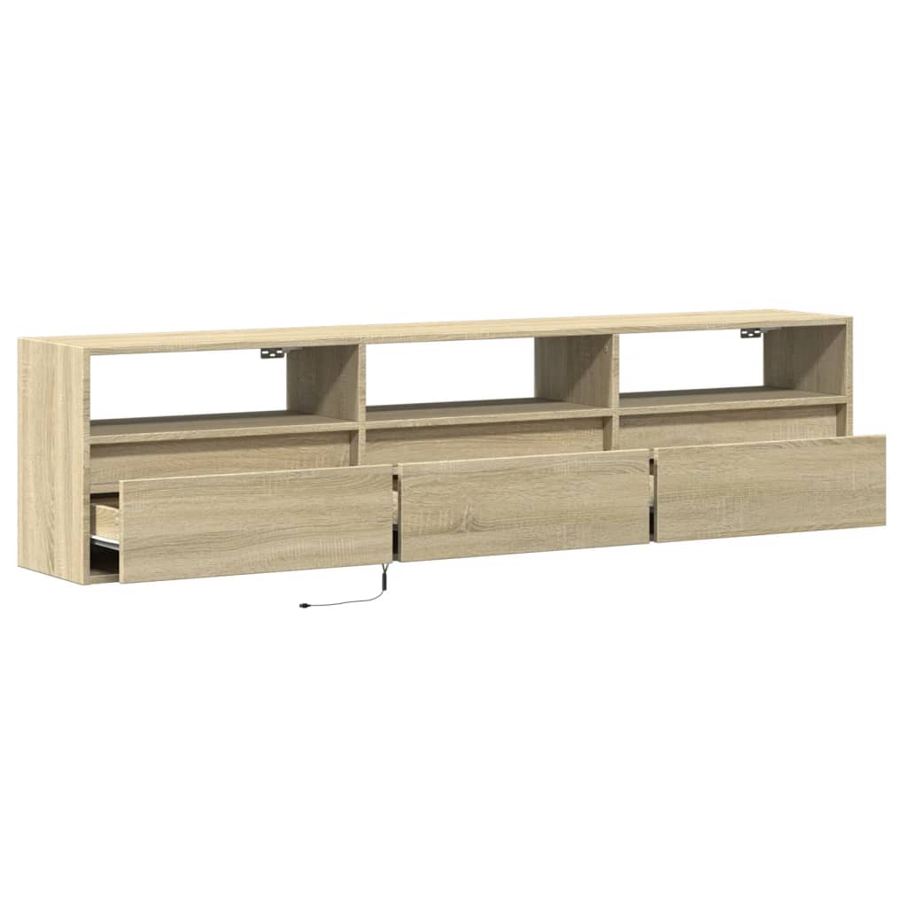 vidaXL TV Wall Cabinet with LED Sonoma Oak 180x31x45 cm