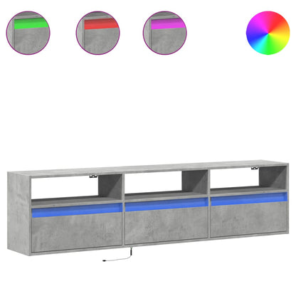 vidaXL TV Wall Cabinet with LED Concrete Grey 180x31x45 cm