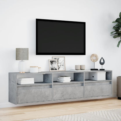 vidaXL TV Wall Cabinet with LED Concrete Grey 180x31x45 cm