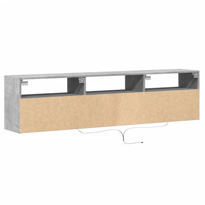 vidaXL TV Wall Cabinet with LED Concrete Grey 180x31x45 cm