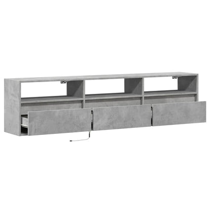 vidaXL TV Wall Cabinet with LED Concrete Grey 180x31x45 cm