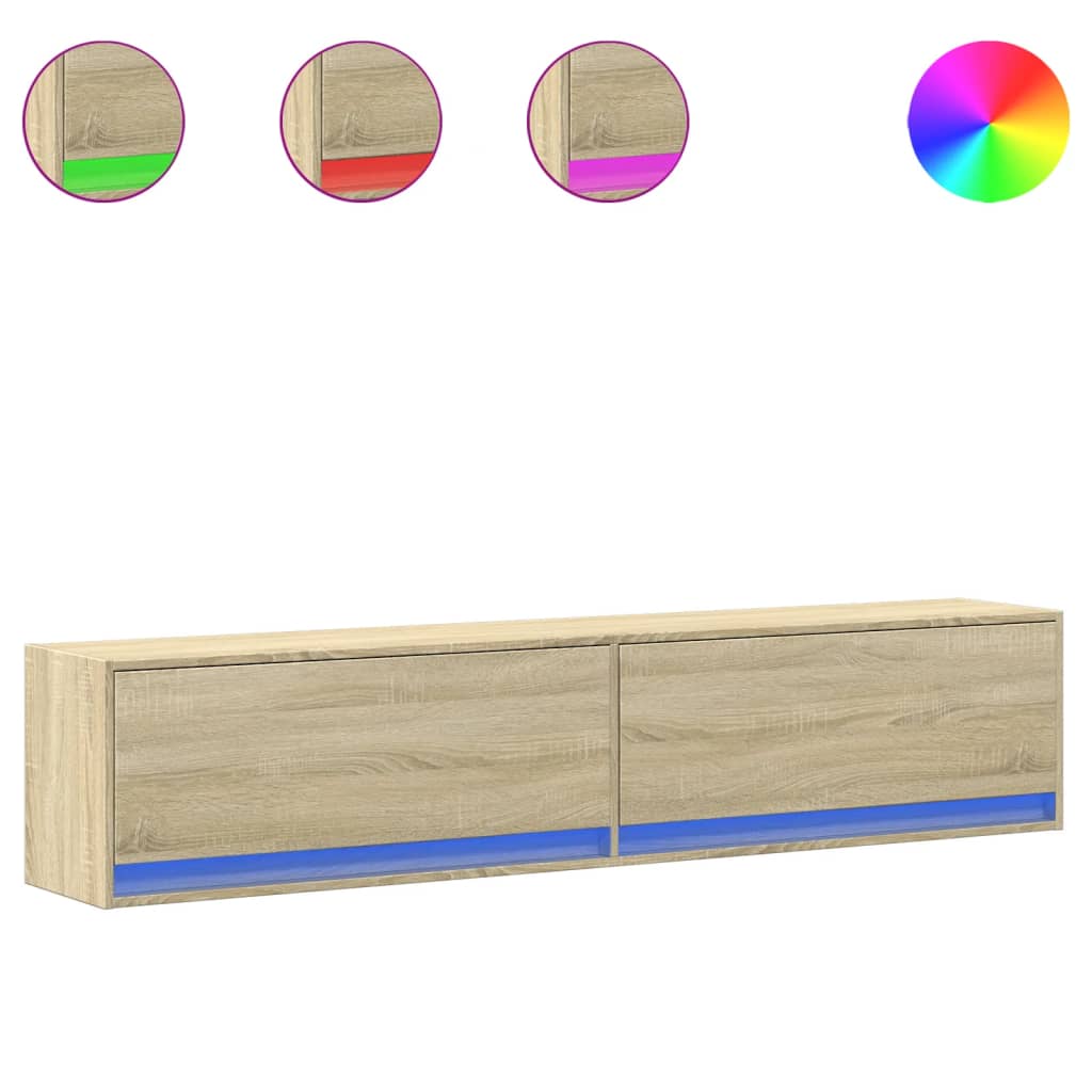 vidaXL TV Wall Cabinet with LED Sonoma Oak 180x31x38 cm