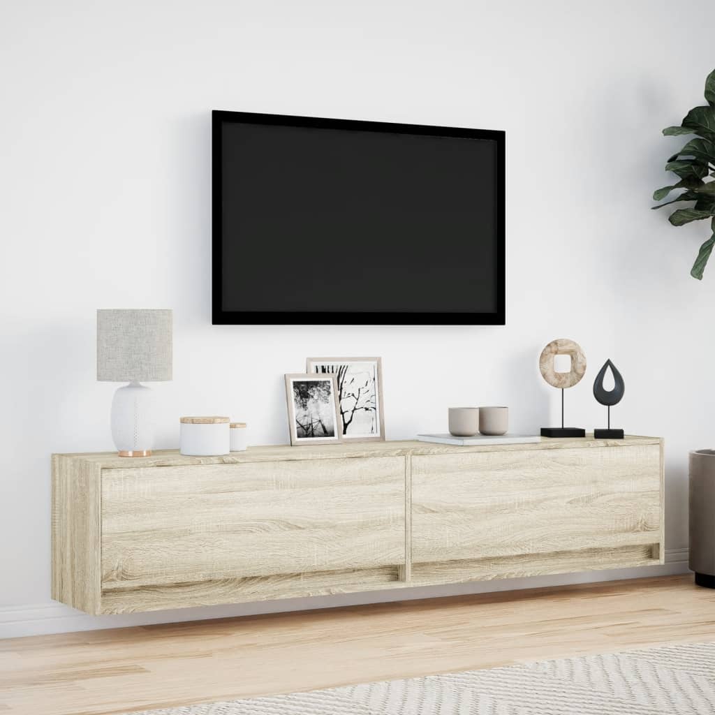 vidaXL TV Wall Cabinet with LED Sonoma Oak 180x31x38 cm