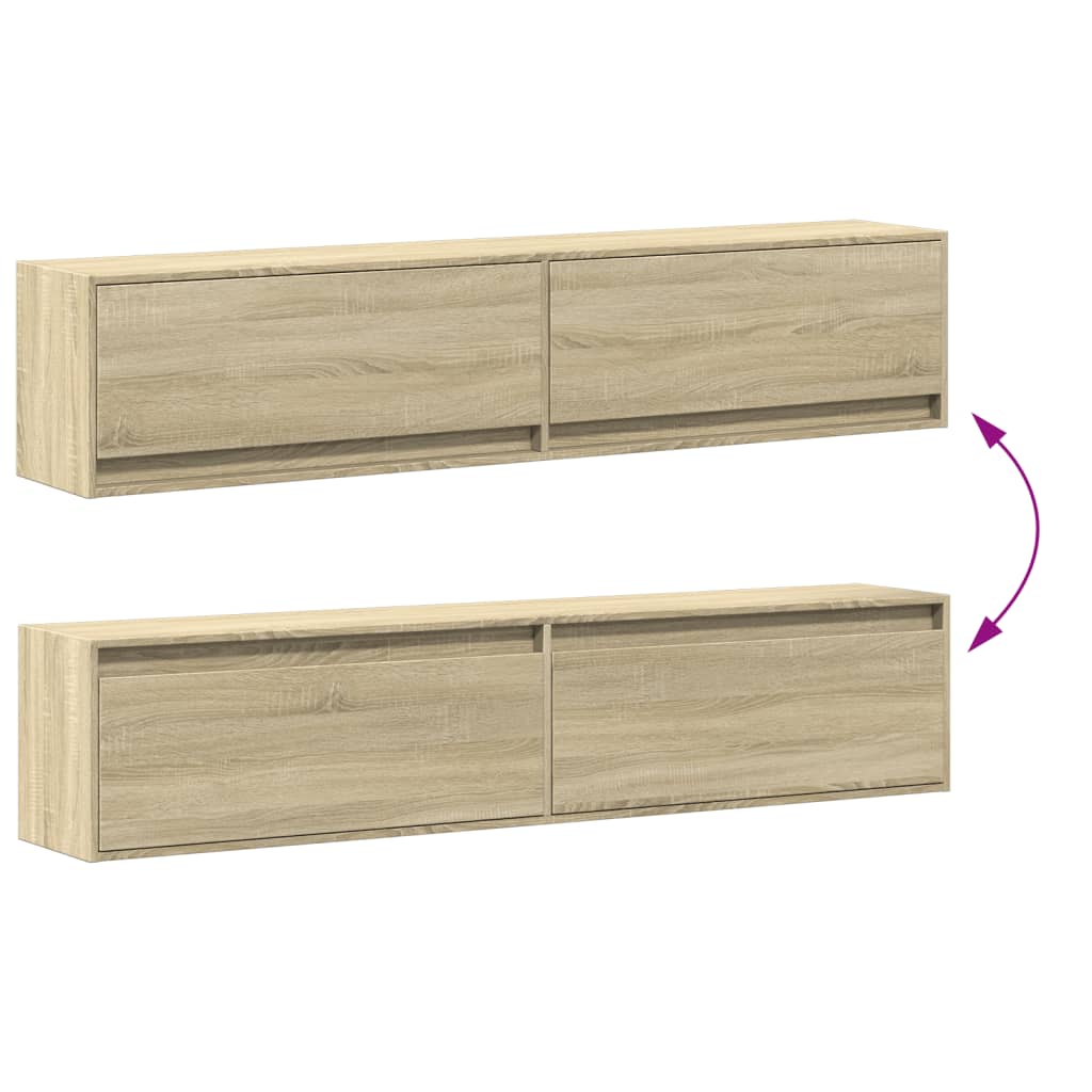 vidaXL TV Wall Cabinet with LED Sonoma Oak 180x31x38 cm
