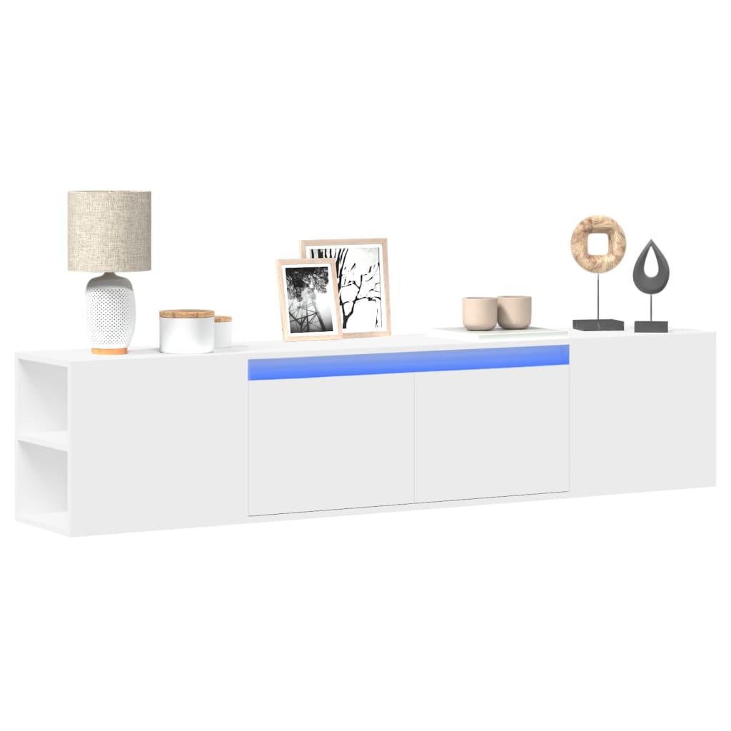 vidaXL TV Wall Cabinet with LED White 180x31x39.5 cm