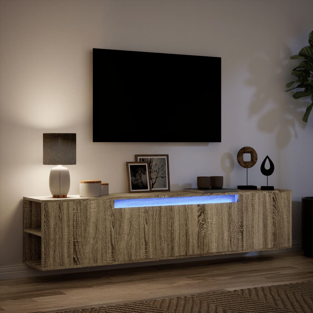 vidaXL TV Wall Cabinet with LED Sonoma Oak 180x31x39.5 cm