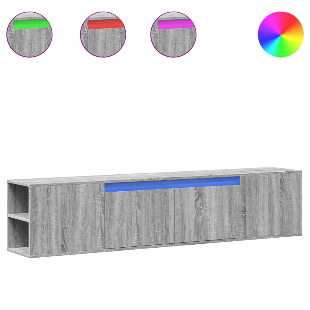 vidaXL TV Wall Cabinet with LED Grey Sonoma 180x31x39.5 cm