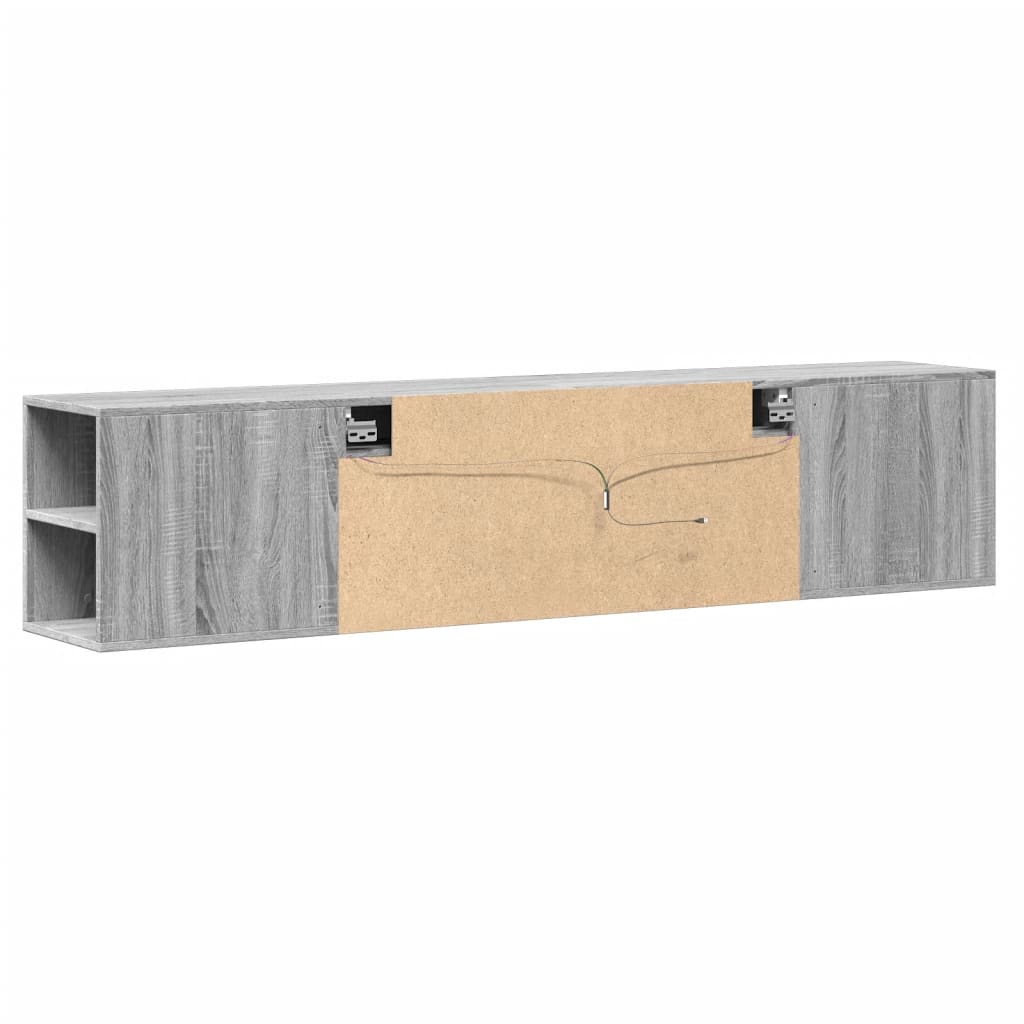 vidaXL TV Wall Cabinet with LED Grey Sonoma 180x31x39.5 cm