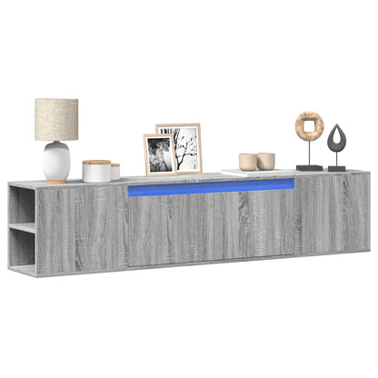 vidaXL TV Wall Cabinet with LED Grey Sonoma 180x31x39.5 cm