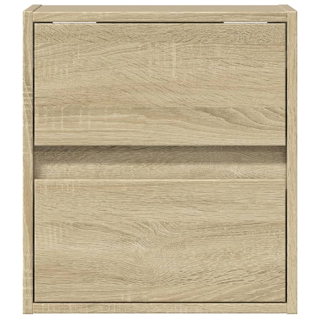 vidaXL Wall-mounted Bedside Cabinet with LED Lights Sonoma Oak