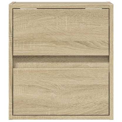 vidaXL Wall-mounted Bedside Cabinet with LED Lights Sonoma Oak