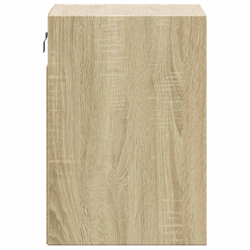 vidaXL Wall-mounted Bedside Cabinet with LED Lights Sonoma Oak