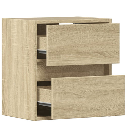 vidaXL Wall-mounted Bedside Cabinet with LED Lights Sonoma Oak