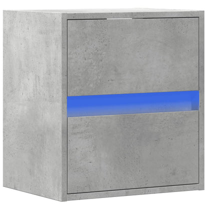 vidaXL Wall-mounted Bedside Cabinet with LED Lights Concrete Grey