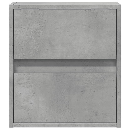 vidaXL Wall-mounted Bedside Cabinet with LED Lights Concrete Grey