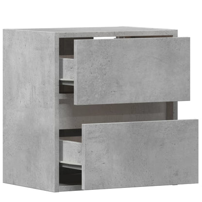 vidaXL Wall-mounted Bedside Cabinet with LED Lights Concrete Grey