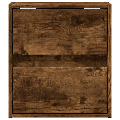 vidaXL Wall-mounted Bedside Cabinet with LED Lights Smoked Oak