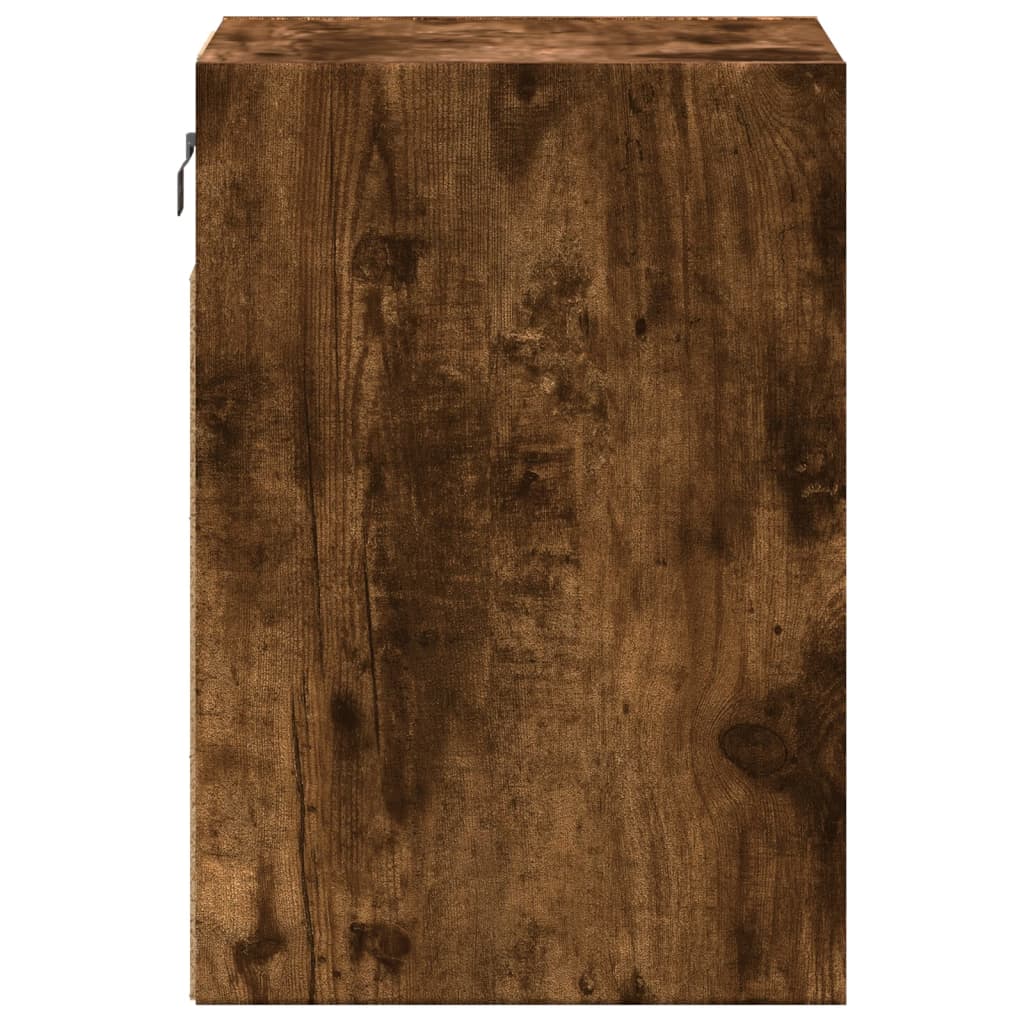 vidaXL Wall-mounted Bedside Cabinet with LED Lights Smoked Oak