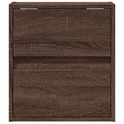 vidaXL Wall-mounted Bedside Cabinet with LED Lights Brown Oak