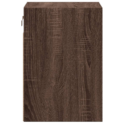 vidaXL Wall-mounted Bedside Cabinet with LED Lights Brown Oak