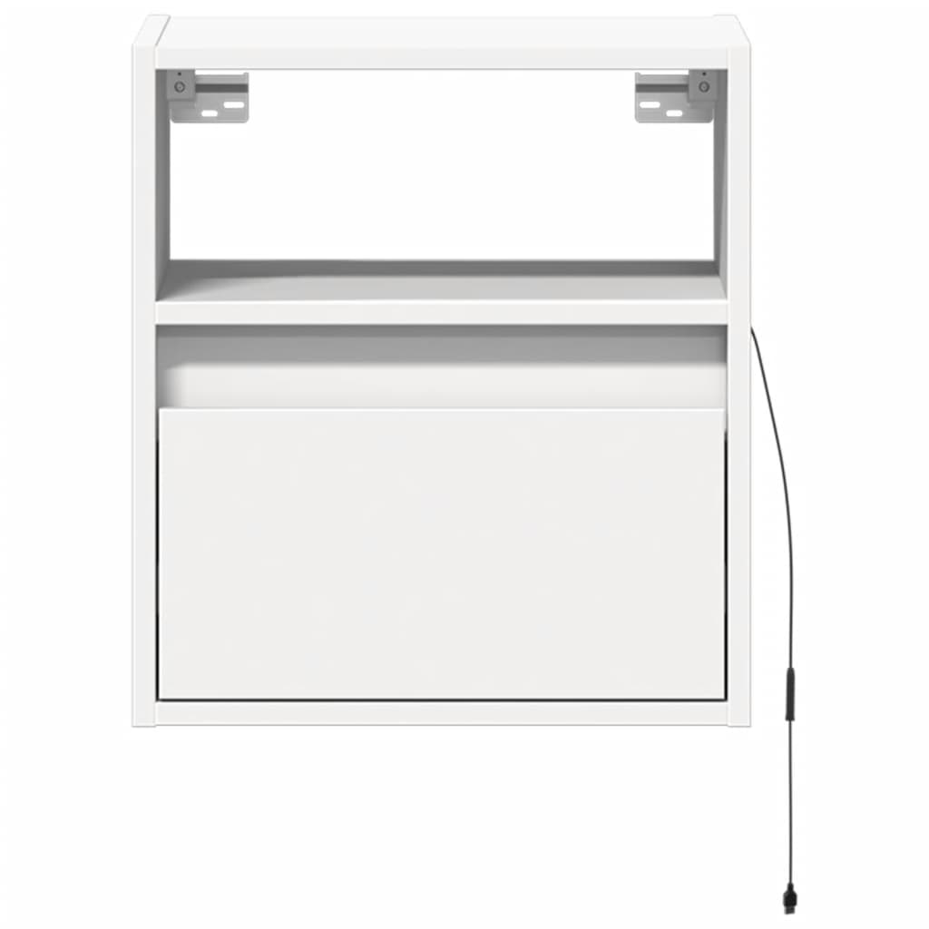 vidaXL Wall-mounted Bedside Cabinet with LED Lights White