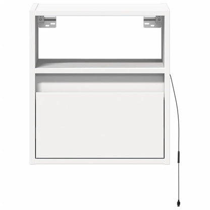 vidaXL Wall-mounted Bedside Cabinet with LED Lights White