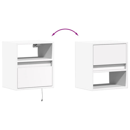 vidaXL Wall-mounted Bedside Cabinet with LED Lights White