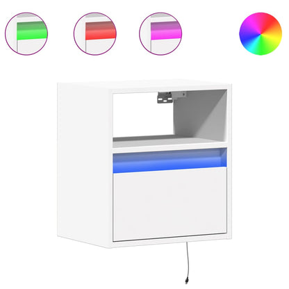 vidaXL Wall-mounted Bedside Cabinets with LED Lights 2 pcs White