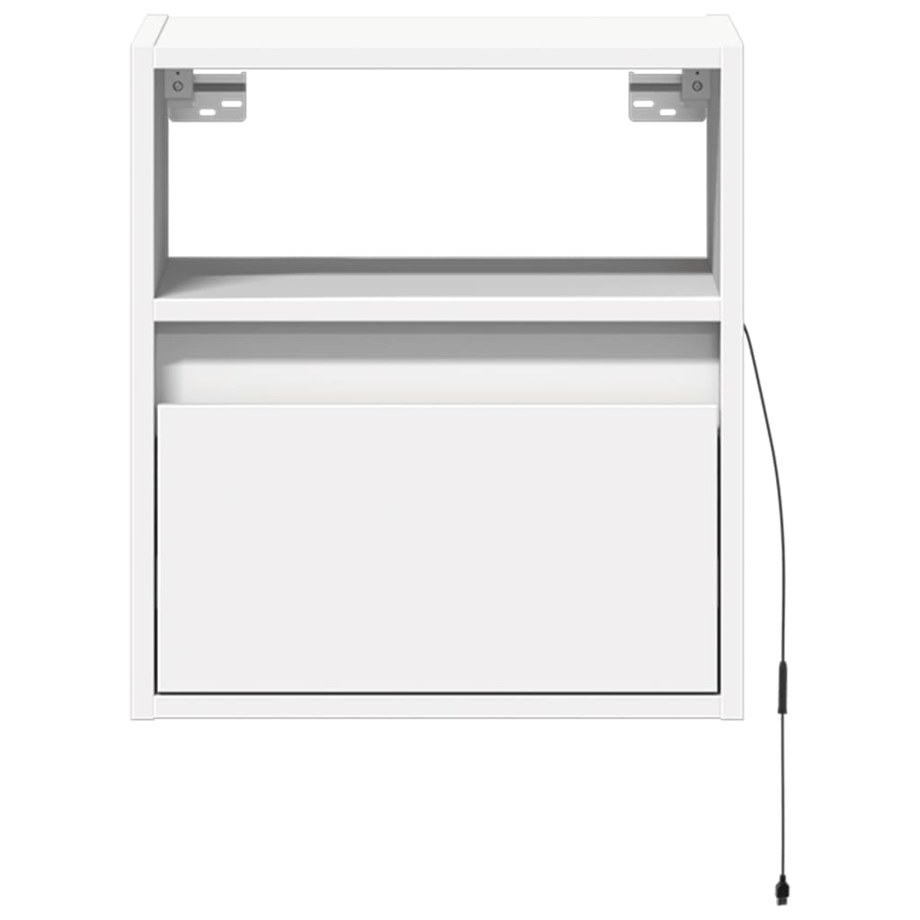 vidaXL Wall-mounted Bedside Cabinets with LED Lights 2 pcs White