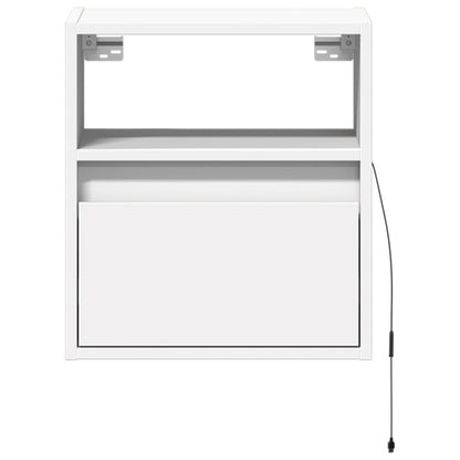 vidaXL Wall-mounted Bedside Cabinets with LED Lights 2 pcs White