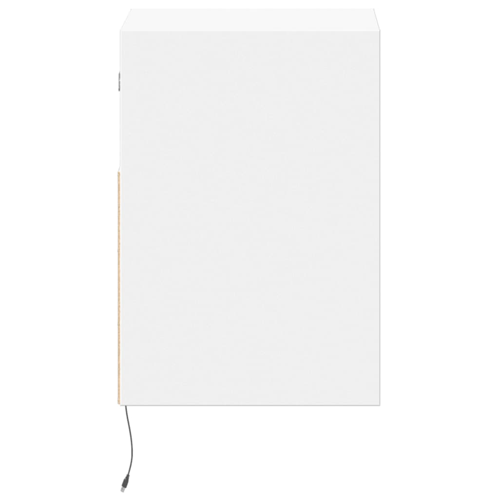 vidaXL Wall-mounted Bedside Cabinets with LED Lights 2 pcs White