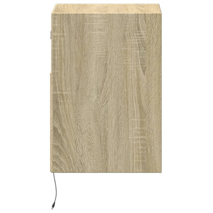vidaXL Wall-mounted Bedside Cabinet with LED Lights Sonoma Oak