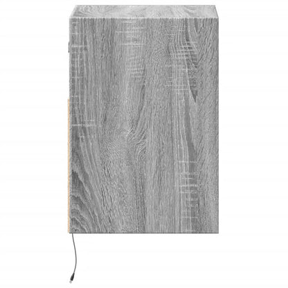 vidaXL Wall-mounted Bedside Cabinets with LED Lights 2 pcs Grey Sonoma