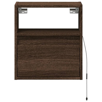 vidaXL Wall-mounted Bedside Cabinets with LED Lights 2 pcs Brown Oak