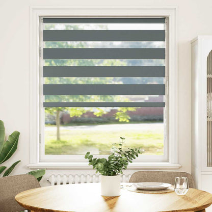 vidaXL Zebra Blind Dark Grey 100x100 cm Fabric Width 95,9 cm Polyester