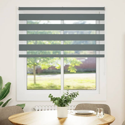 vidaXL Zebra Blind Dark Grey 125x100cm Fabric Width 120.9 cm Polyester