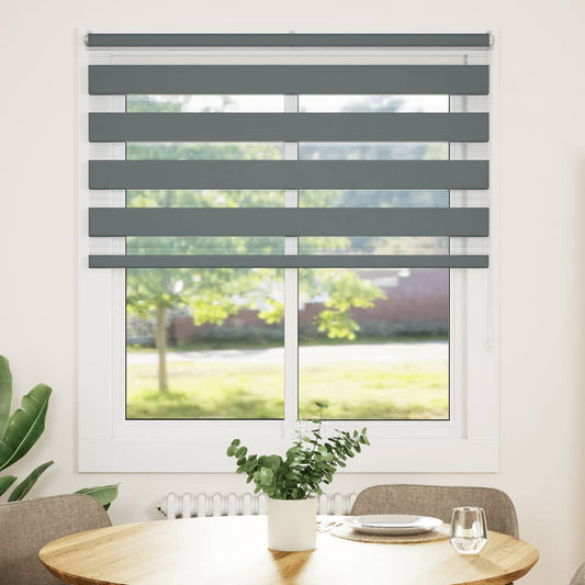 vidaXL Zebra Blind Dark Grey 130x100cm Fabric Width 125.9 cm Polyester