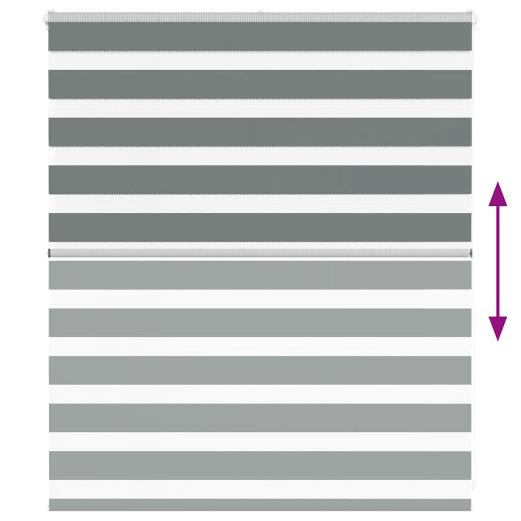 vidaXL Zebra Blind Dark Grey 130x100cm Fabric Width 125.9 cm Polyester